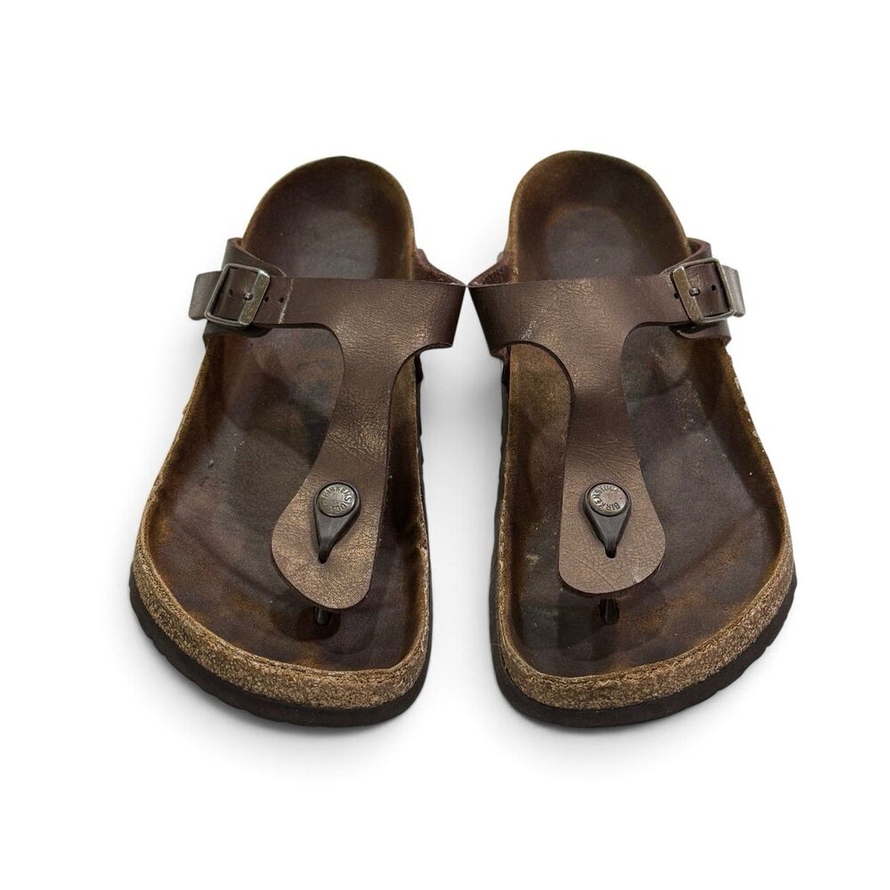 Birkenstock Gizeh Size 40 Women Brown Leather Sandals Thongs Shoes